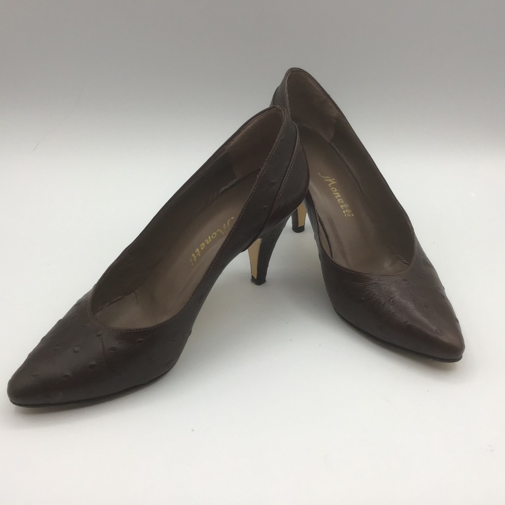 Monetti Leather Heel Brown Shoes Women’s Size 36 (6) Made in Italy